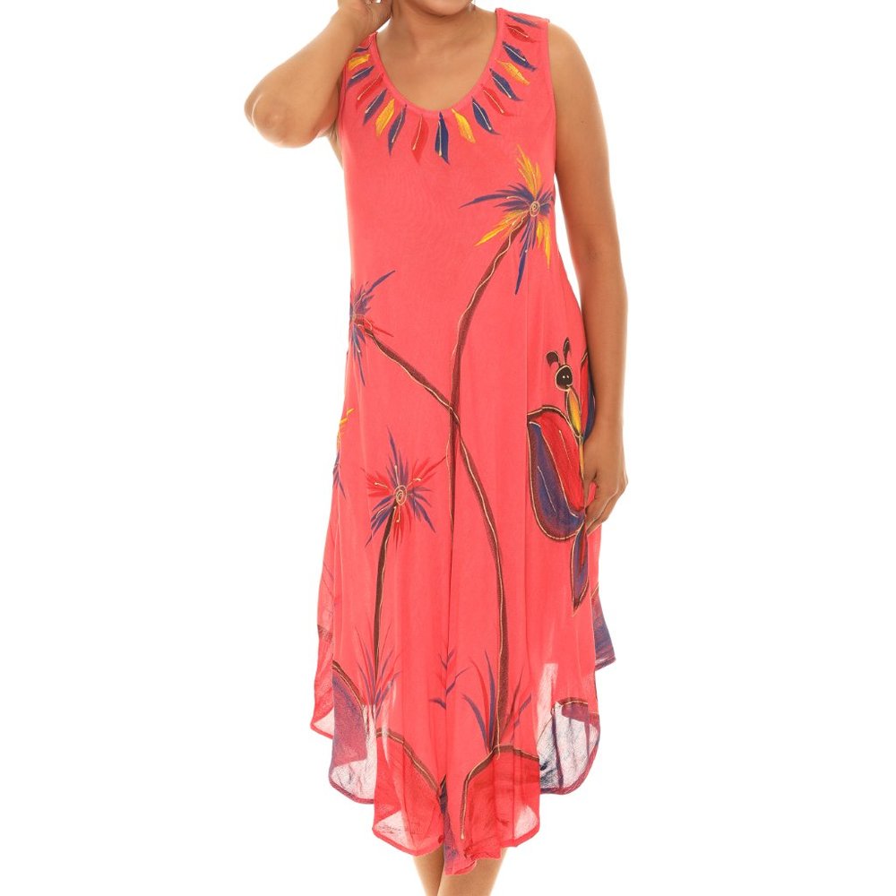 Palm Tree Print Rayon Sundress